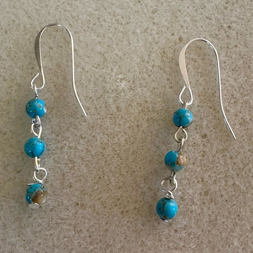 Chic Silver and Turquoise Beaded Earrings
